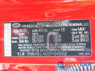 Zdjęcie 14 z 14 samochodu: 2023 HYUNDAI TUCSON LIMITED VIN:5NMJECAE0PH240502 - miniatura