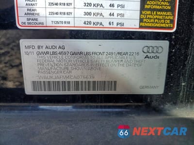 Zdjęcie 12 z 12 samochodu: 2012 AUDI A3 PREMIUM PLUS VIN:WAUKJAFM4CA075639 - miniatura