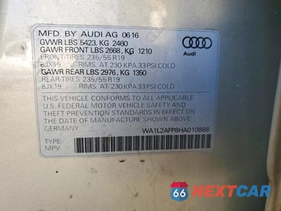 Zdjęcie 13 z 13 samochodu: 2017 AUDI Q5 PREMIUM PLUS VIN:WA1L2AFP8HA010888 - miniatura