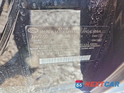 Zdjęcie 13 z 13 samochodu: 2020 HYUNDAI SONATA SEL VIN:5NPEF4JA2LH056872 - miniatura