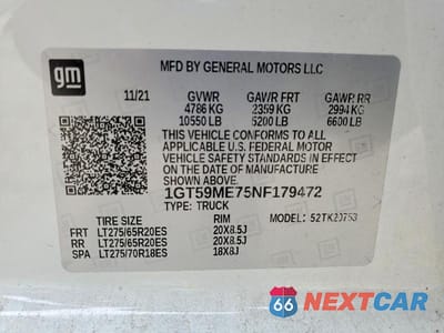 Zdjęcie 12 z 12 samochodu: 2022 GMC SIERRA K2500 SLE VIN:1GT59ME75NF179472 - miniatura
