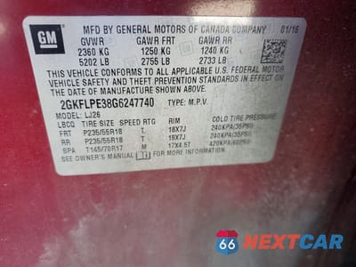 Zdjęcie 14 z 15 samochodu: 2016 GMC TERRAIN SLT VIN:2GKFLPE38G6247740 - miniatura