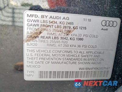 Zdjęcie 13 z 13 samochodu: 2019 AUDI Q5 PREMIUM PLUS VIN:WA1BNAFY0K2027147 - miniatura