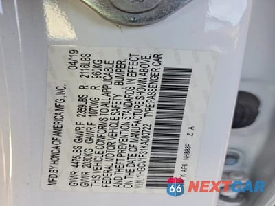 Zdjęcie 13 z 13 samochodu: 2019 HONDA ACCORD SPORT VIN:1HGCV1F31KA080722 - miniatura