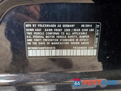 Zdjęcie 13 z 13 samochodu: 2015 VOLKSWAGEN CC SPORT VIN:WVWBN7AN0FE803576 - miniatura