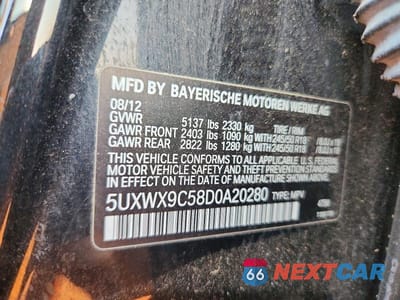 Zdjęcie 13 z 13 samochodu: 2013 BMW X3 VIN:5UXWX9C58D0A20280 - miniatura