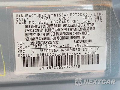 Zdjęcie 12 z 12 samochodu: 2025 NISSAN SENTRA SV VIN:3N1AB8CV5SY377522 - miniatura