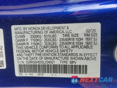 Zdjęcie 13 z 13 samochodu: 2025 HONDA CR-V SPORT VIN:5J6RS6H50SL034021 - miniatura