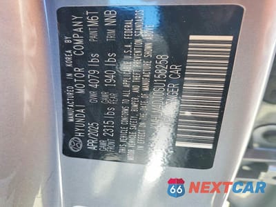 Zdjęcie 12 z 12 samochodu: 2025 HYUNDAI ELANTRA HYBRID SEL SPORT VIN:KMHLM4DJ0SU158258 - miniatura