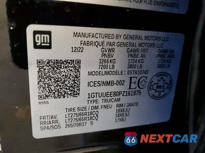 Zdjęcie 12 z 12 samochodu: 2023 GMC SIERRA K1500 AT4 VIN:1GTUUEE80PZ161875 - miniatura