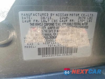 Zdjęcie 12 z 12 samochodu: 2016 NISSAN VERSA NOTE SV VIN:3N1CE2CP5GL353630 - miniatura