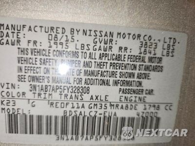 Zdjęcie 14 z 14 samochodu: 2015 NISSAN SENTRA S VIN:3N1AB7AP5FY328308 - miniatura