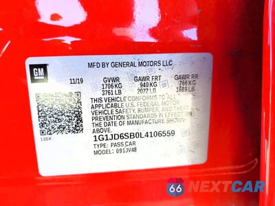 Zdjęcie 12 z 12 samochodu: 2020 CHEVROLET SONIC LT VIN:1G1JD6SB0L4106559 - miniatura