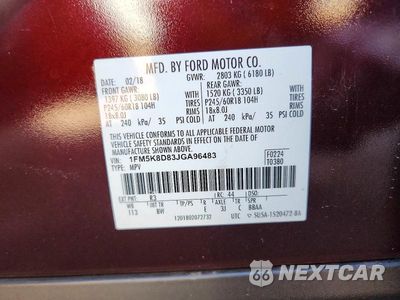 Zdjęcie 13 z 13 samochodu: 2018 FORD EXPLORER XLT VIN:1FM5K8D83JGA96483 - miniatura