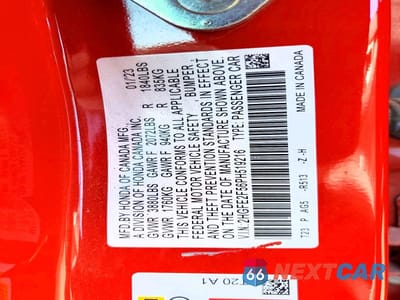 Zdjęcie 12 z 12 samochodu: 2023 HONDA CIVIC SPORT VIN:2HGFE2F56PH519216 - miniatura