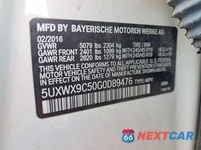 Zdjęcie 13 z 13 samochodu: 2016 BMW X3 XDRIVE28I VIN:5UXWX9C50G0D89476 - miniatura