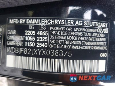 Zdjęcie 12 z 12 samochodu: 2000 MERCEDES-BENZ E 320 4MATIC VIN:WDBJF82JXYX038375 - miniatura