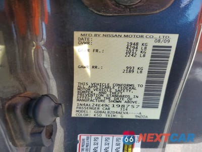 Zdjęcie 13 z 13 samochodu: 2009 NISSAN ALTIMA 2.5 S VIN:1N4AL24E49C198757 - miniatura