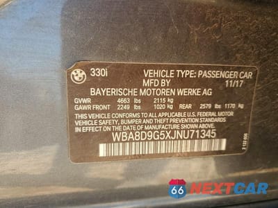 Zdjęcie 12 z 12 samochodu: 2018 BMW 330 XI VIN:WBA8D9G5XJNU71345 - miniatura