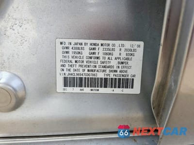 Zdjęcie 12 z 12 samochodu: 2007 ACURA TSX VIN:JH4CL96947C007863 - miniatura