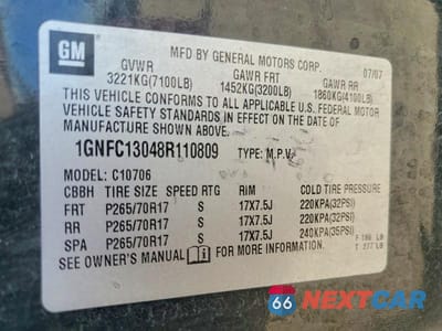 Zdjęcie 13 z 13 samochodu: 2008 CHEVROLET TAHOE C1500 VIN:1GNFC13048R110809 - miniatura