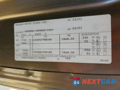 Zdjęcie 14 z 14 samochodu: 2002 CHEVROLET EXPRESS G2500 VIN:1GBGG25R921176849 - miniatura