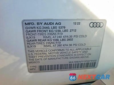 Zdjęcie 13 z 13 samochodu: 2023 AUDI Q5 PREMIUM PLUS 40 VIN:WA1BBAFY1P2078432 - miniatura