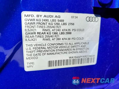 Zdjęcie 12 z 12 samochodu: 2024 AUDI Q5 SPORTBACK PRM PLS 45 VIN:WA15AAFYXR2138436 - miniatura