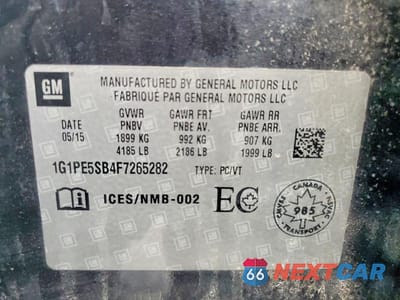 Zdjęcie 12 z 12 samochodu: 2015 CHEVROLET CRUZE LT VIN:1G1PE5SB4F7265282 - miniatura