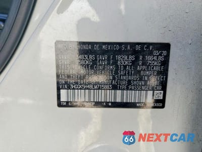 Zdjęcie 12 z 12 samochodu: 2020 HONDA FIT LX VIN:3HGGK5H48LM715883 - miniatura