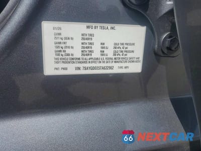 Zdjęcie 12 z 12 samochodu: 2026 TESLA MODEL Y VIN:7SAYGDEE5TA632962 - miniatura