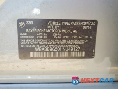 Zdjęcie 12 z 12 samochodu: 2017 BMW 330 I SPORT VIN:WBA8B9G50HNU49127 - miniatura