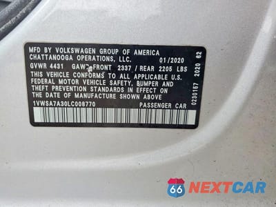 Zdjęcie 13 z 13 samochodu: 2020 VOLKSWAGEN PASSAT SE VIN:1VWSA7A30LC008770 - miniatura