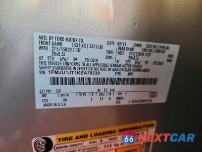 Zdjęcie 13 z 13 samochodu: 2019 FORD EXPEDITION XLT VIN:1FMJU1JT1KEA78330 - miniatura