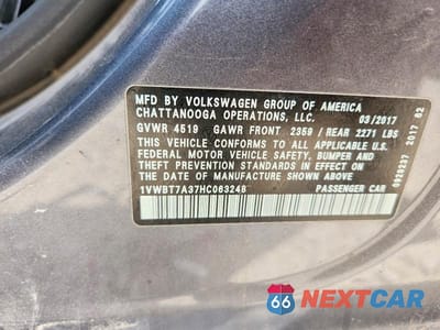 Zdjęcie 12 z 12 samochodu: 2017 VOLKSWAGEN PASSAT SE VIN:1VWBT7A37HC063248 - miniatura