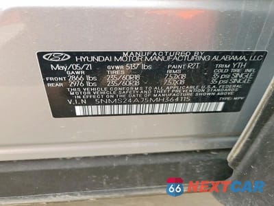 Zdjęcie 13 z 13 samochodu: 2021 HYUNDAI SANTA FE SEL VIN:5NMS24AJ5MH364115 - miniatura