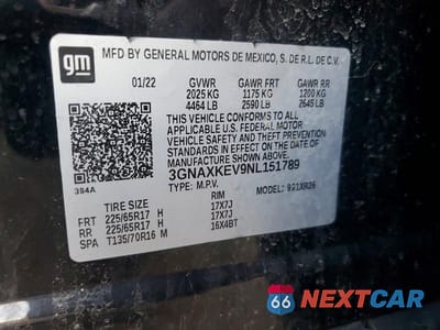 Zdjęcie 13 z 13 samochodu: 2022 CHEVROLET EQUINOX LT VIN:3GNAXKEV9NL151789 - miniatura