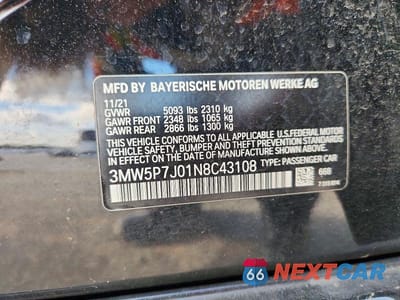 Zdjęcie 12 z 12 samochodu: 2022 BMW 330E VIN:3MW5P7J01N8C43108 - miniatura