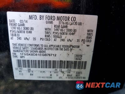 Zdjęcie 13 z 13 samochodu: 2014 FORD EXPLORER XLT VIN:1FM5K8D81EGB76712 - miniatura
