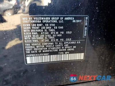Zdjęcie 13 z 13 samochodu: 2018 VOLKSWAGEN ATLAS SE VIN:1V2PR2CAXJC518961 - miniatura