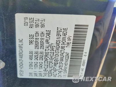 Zdjęcie 13 z 13 samochodu: 2019 HONDA CR-V EX VIN:5J6RW1H51KA022947 - miniatura