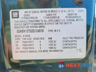 Zdjęcie 12 z 12 samochodu: 2002 CHEVROLET AVALANCHE K1500 VIN:3GNEK13T92G124916 - miniatura