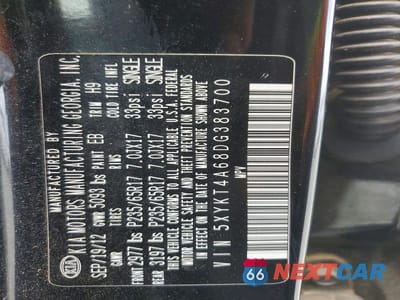 Zdjęcie 13 z 13 samochodu: 2013 KIA SORENTO LX VIN:5XYKT4A68DG383700 - miniatura