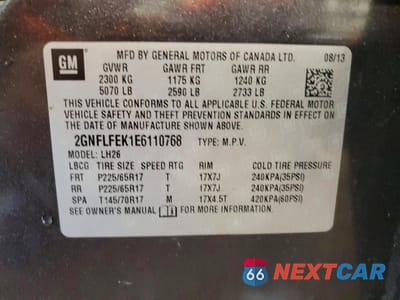 Zdjęcie 13 z 13 samochodu: 2014 CHEVROLET EQUINOX LT VIN:2GNFLFEK1E6110768 - miniatura