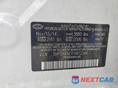 Zdjęcie 12 z 12 samochodu: 2015 HYUNDAI ELANTRA SE VIN:5NPDH4AE1FH612344 - miniatura