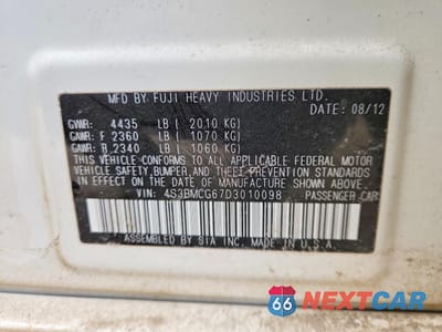 Zdjęcie 12 z 13 samochodu: 2013 SUBARU LEGACY 2.5I PREMIUM VIN:4S3BMCG67D3010098 - miniatura