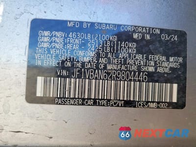 Zdjęcie 12 z 12 samochodu: 2024 SUBARU WRX LIMITED VIN:JF1VBAN62R9804446 - miniatura