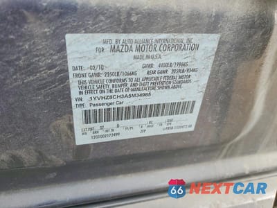 Zdjęcie 12 z 12 samochodu: 2010 MAZDA 6 GRAND TOURING VIN:1YVHZ8CH3A5M34985 - miniatura