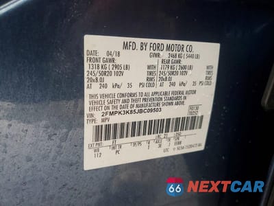 Zdjęcie 13 z 13 samochodu: 2018 FORD EDGE VIN:2FMPK3K85JBC09503 - miniatura