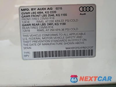 Zdjęcie 14 z 14 samochodu: 2015 AUDI Q3 PREMIUM PLUS VIN:WA1EFCFS1FR012137 - miniatura